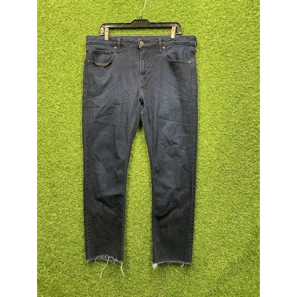 True Classic Jeans Mens 34 34x28 Slim Fit Dark Wash Blue Stretch Denim Grunge